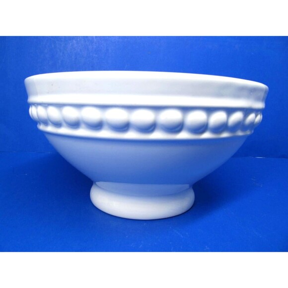 Farval White Footed Embossed Beaded 6 3/4"W X 3 1/2"H Round Bowl VGC Portugal - Picture 8 of 8